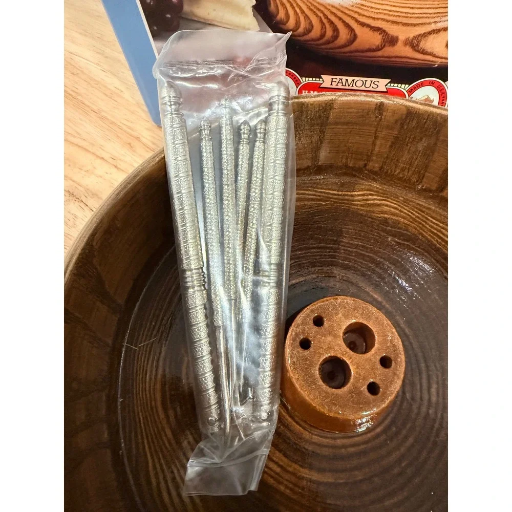 HM Quackenbush Vintage Nutcracker Set White Ash Wood Bowl Nickel Plated Tools‎